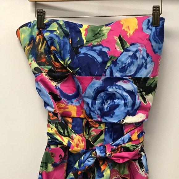 NWOT Zenobia Off the Shoulder Floral Belted Dress - Picture 2 of 4